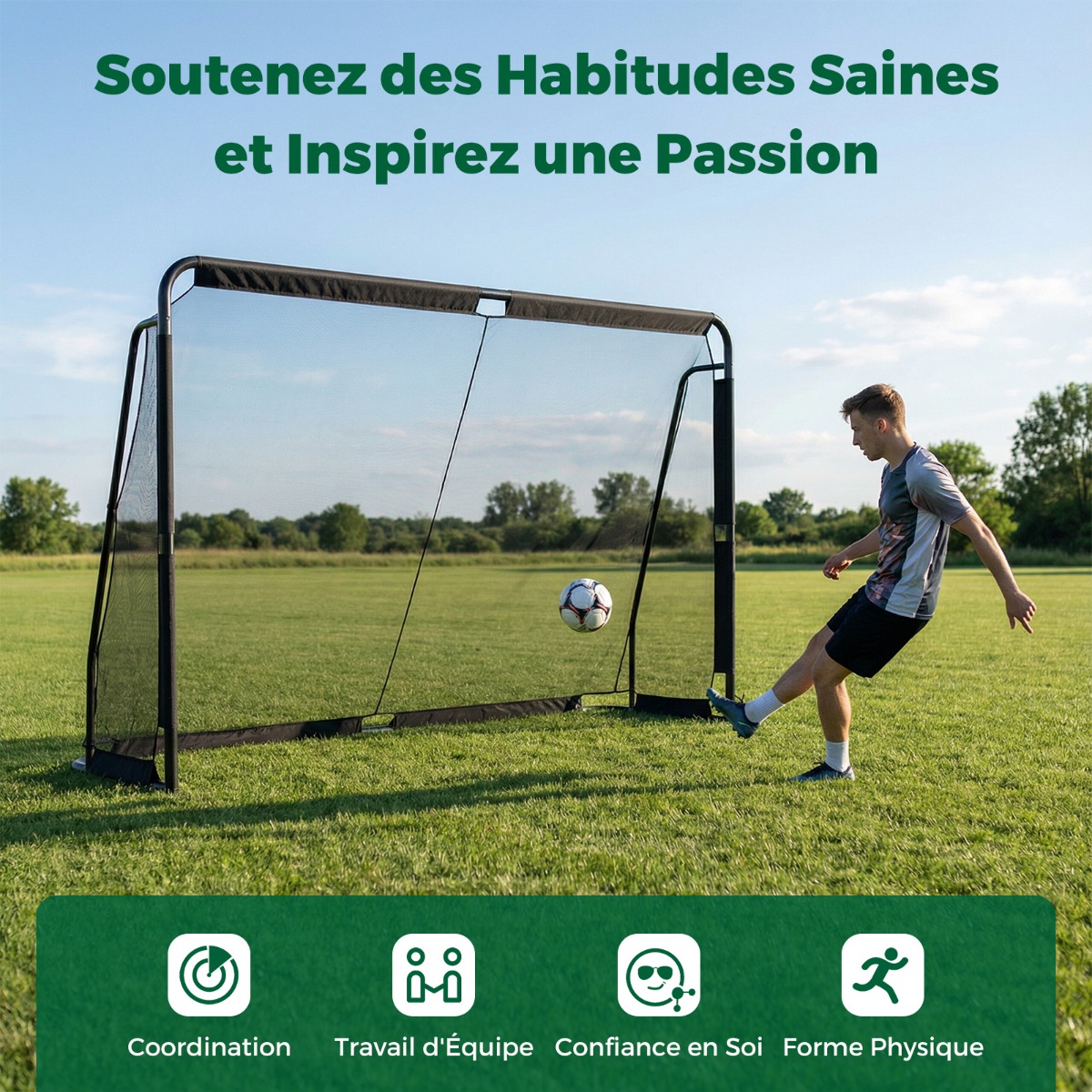 300x200 cm futbola vārti ar metāla rāmi