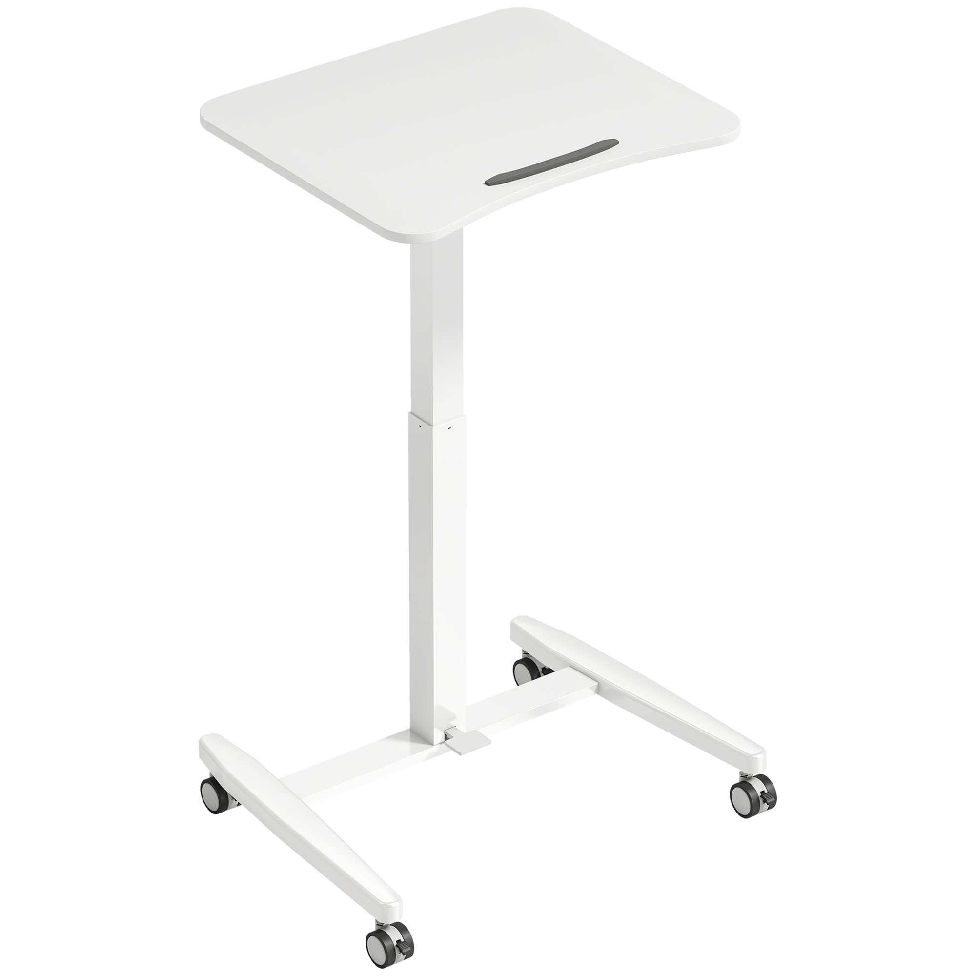 Reguleeritava kõrgusega ratastel töölaud, valge, 60,5 x 52 x 75-114 cm