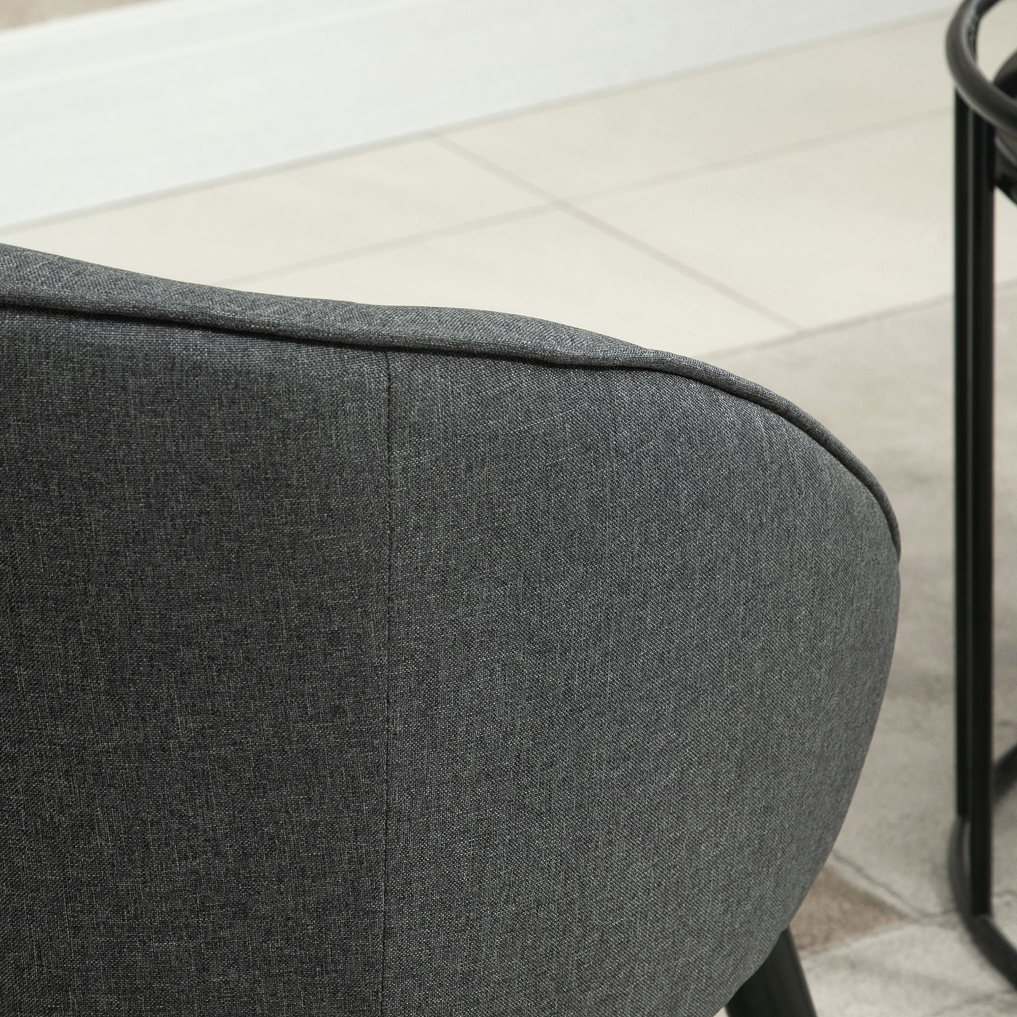 Lounge-nojatuoli, harmaa, pellavamainen polyesteri ja puu, 71 x 65 x 75 cm - Image 7