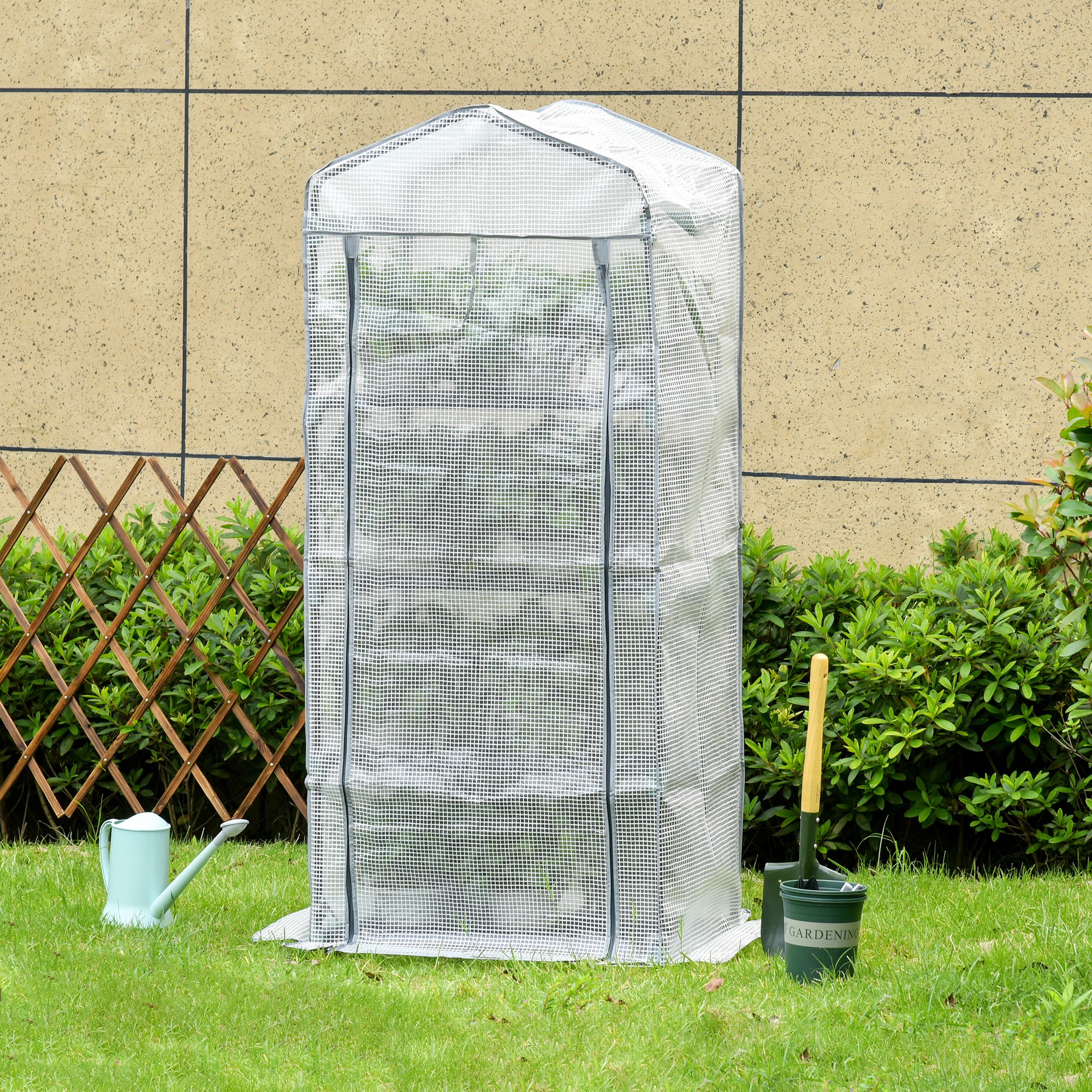 Mini kasvuhoone, 4 riiulit, 70 x 50 x 160 cm, valge - Image 8