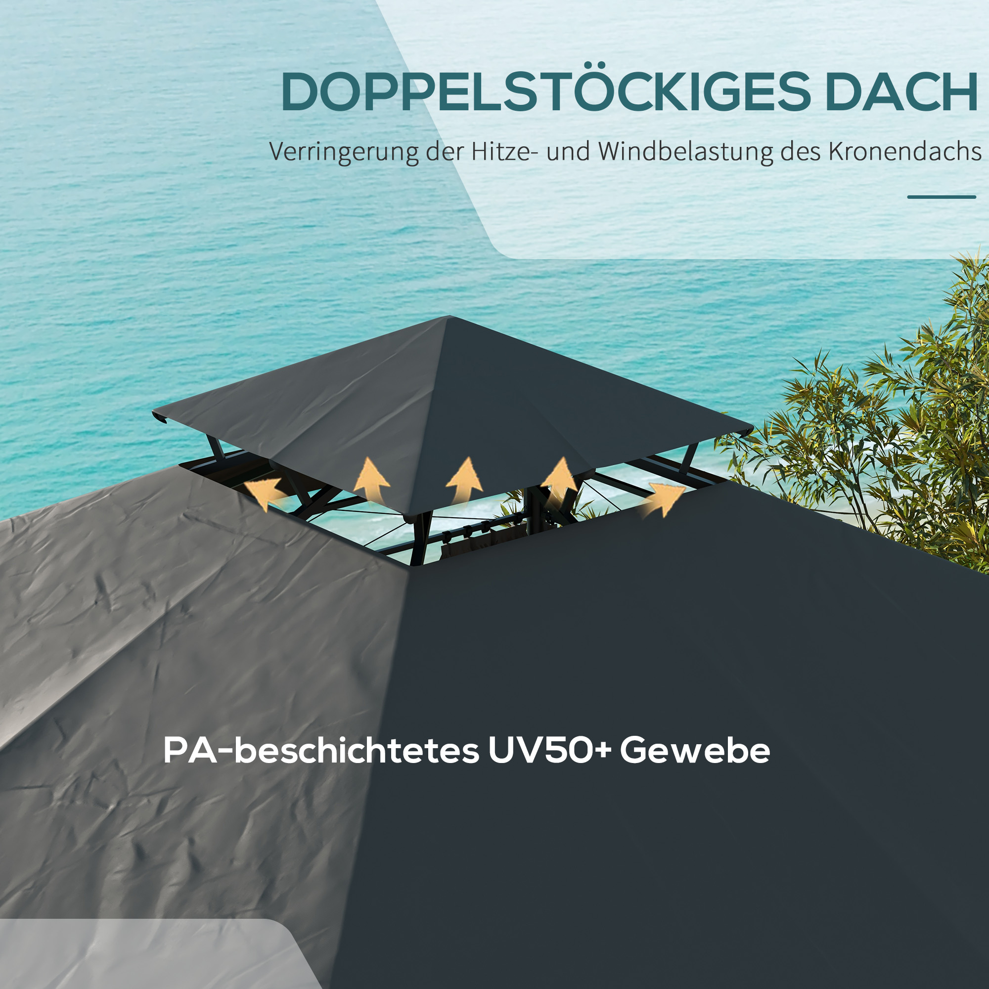 Pavillon ballīšu telts, 3 x 3 x 2,88 m, tumši pelēka - Image 4