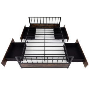 Yhden hengen metallisänky 2 laatikolla 200x90cm, ruskea