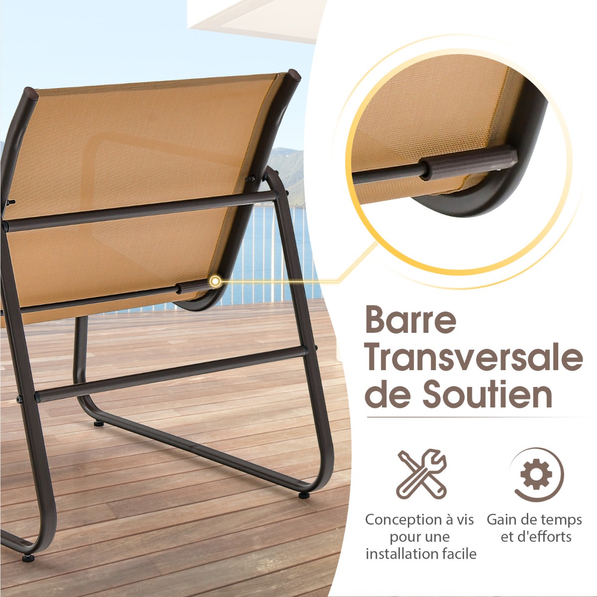 3 dalių Sodo Baldų Komplektas Anti-UV Tekstilenas-Rudas - Image 7