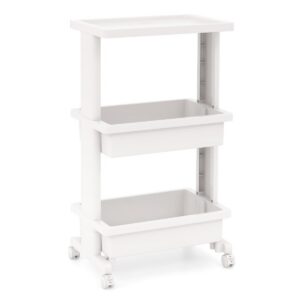 3-korruseline ratastega plasttrolley, lukustatavad rattad