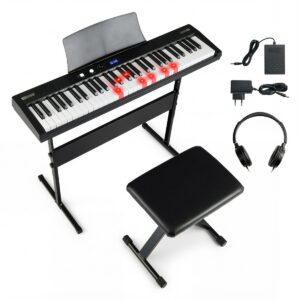 61 klavišų elektrinis pianinas pradedantiesiems, juodas