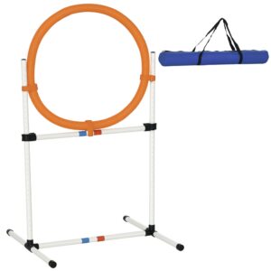 Koera agility treeningkomplekt rõngaga 2-ühes, Model 4, PE plast, valge+oranž, 74,5 x 66 x 91 cm