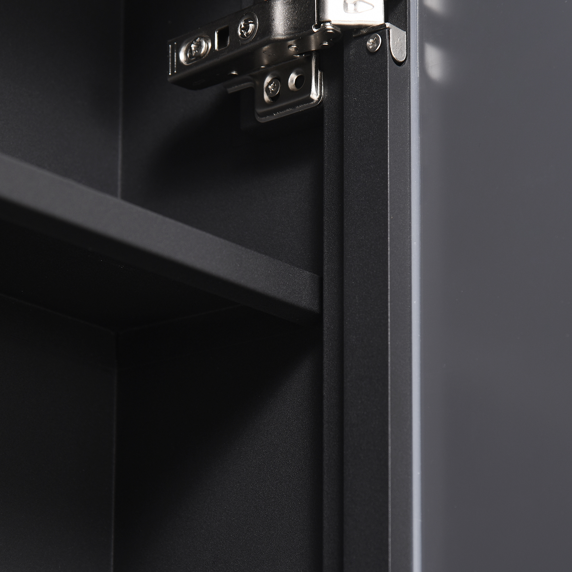 Peegelkapp, 3 riiulit, pehmed hinged, teraskorpus, must, 40 x 15 x 60 cm - Image 9
