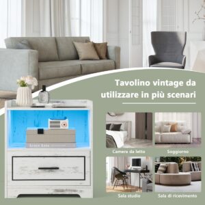 2 öökappi LED-valgustuse, USB ja Type-C laadimisjaamaga, liikumisanduriga, valge