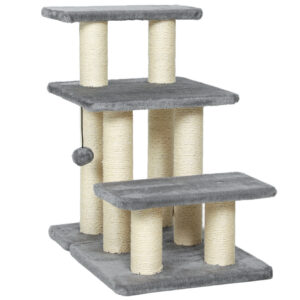 Lemmiklooma trepid 3 astet, 54 cm, hall ja kreemvalge