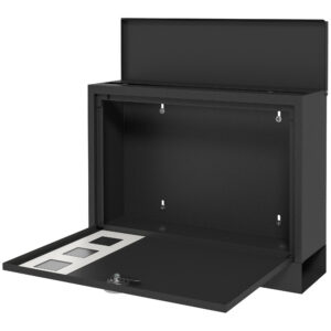 Metallist postkast, lukustatav, must, 36,5 x 11,5 x 29 cm