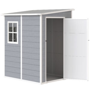 Aiakuur lukustatava ukse, akna ja ventilatsiooniga, alumiinium, hall, 122 x 149 x 192/177 cm