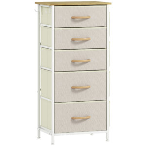 Riidest kummut 5 sahtliga, beež, 45 x 30 x 94,5 cm