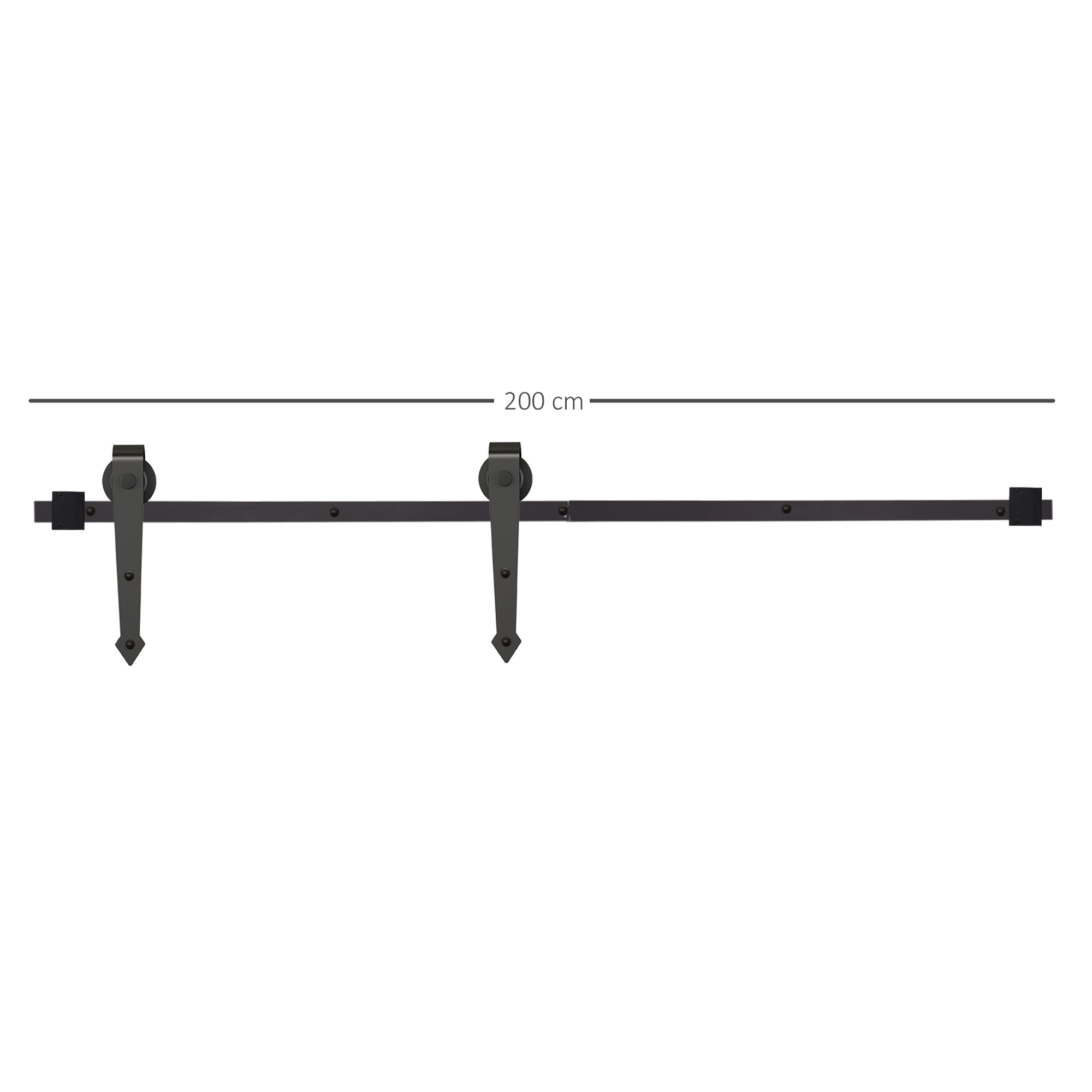 Liukuoven asennussarja, rustiikkinen design, musta, 200 cm, hiiliteräs - Image 3
