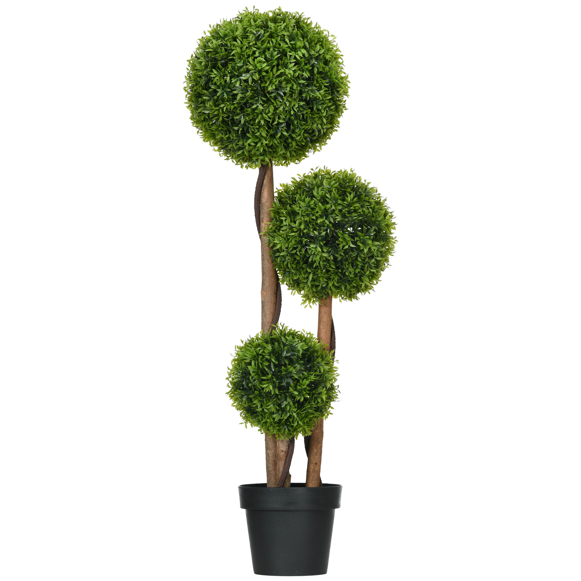 Kunstlik pukspuu 110 cm, roheline, UV-kindel, 3 kuuliga