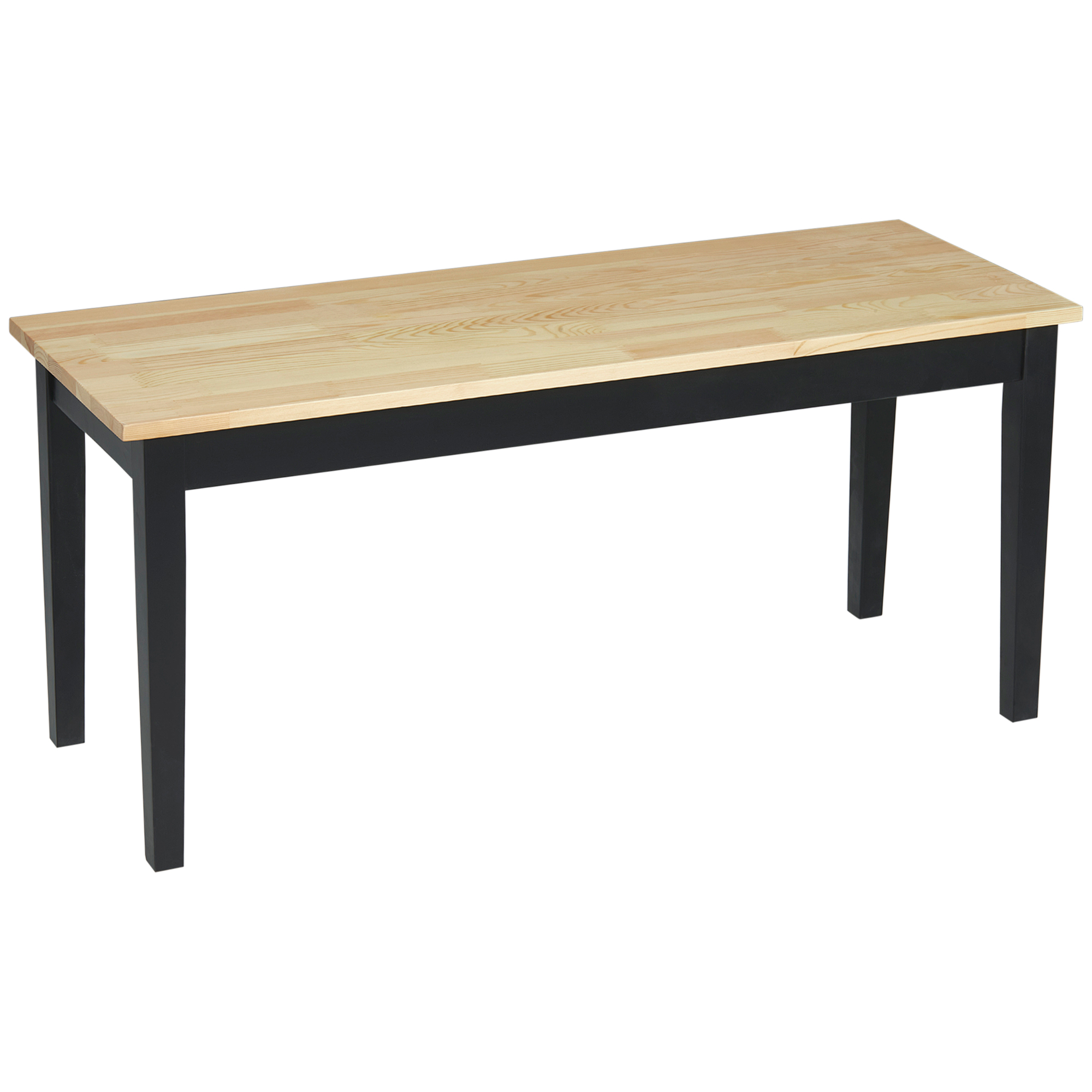 Moderni suoliukas 2 asmenims, pušies mediena, natūrali ir juoda, 102 x 36 x 45 cm
