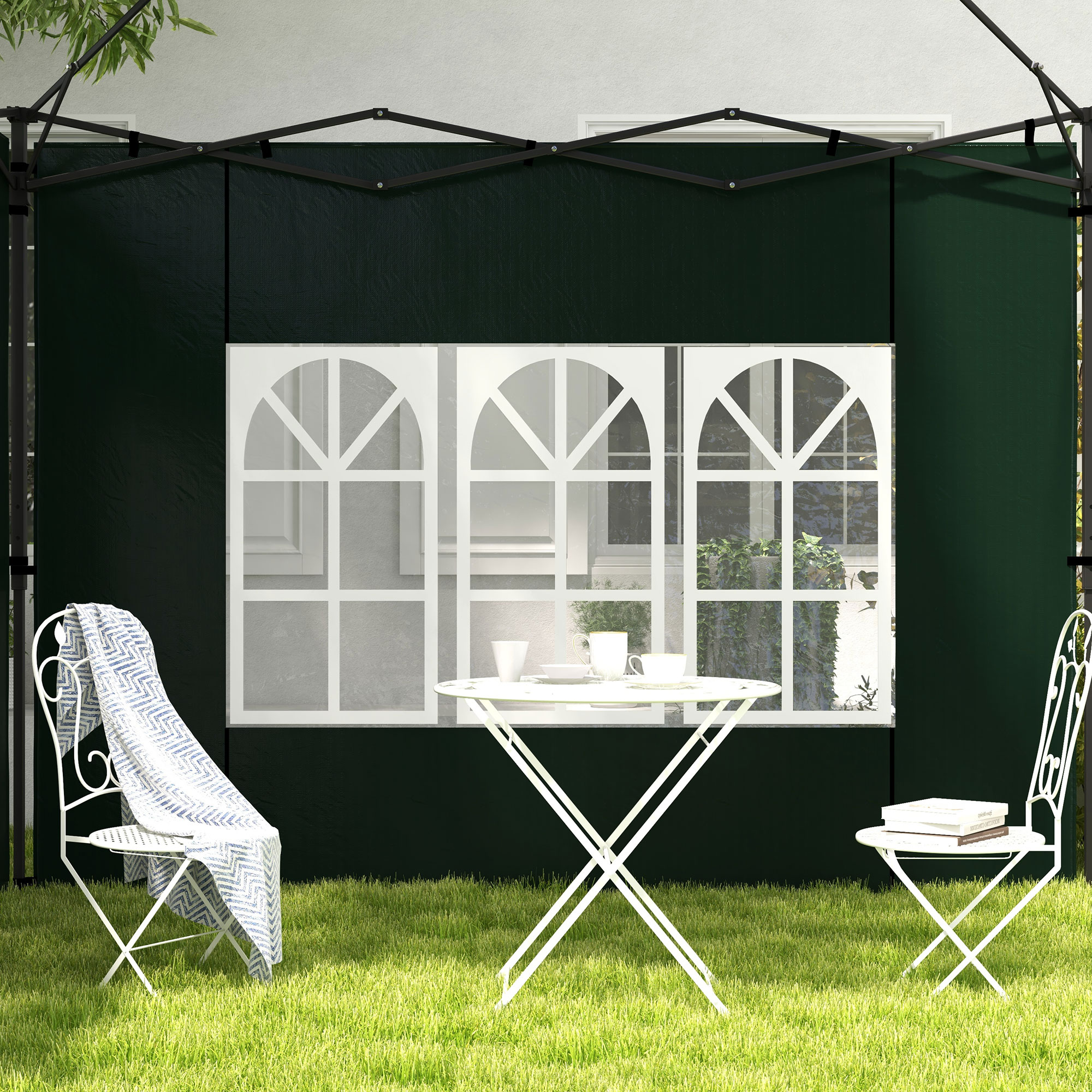 2 daļu lapenes sānu sienu komplekts, 3 x 3 m / 3 x 6 m, tumši zaļš - Image 7