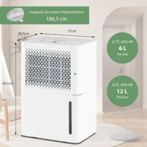 12L päevas õhukuivati 2,2L veepaagiga valge
