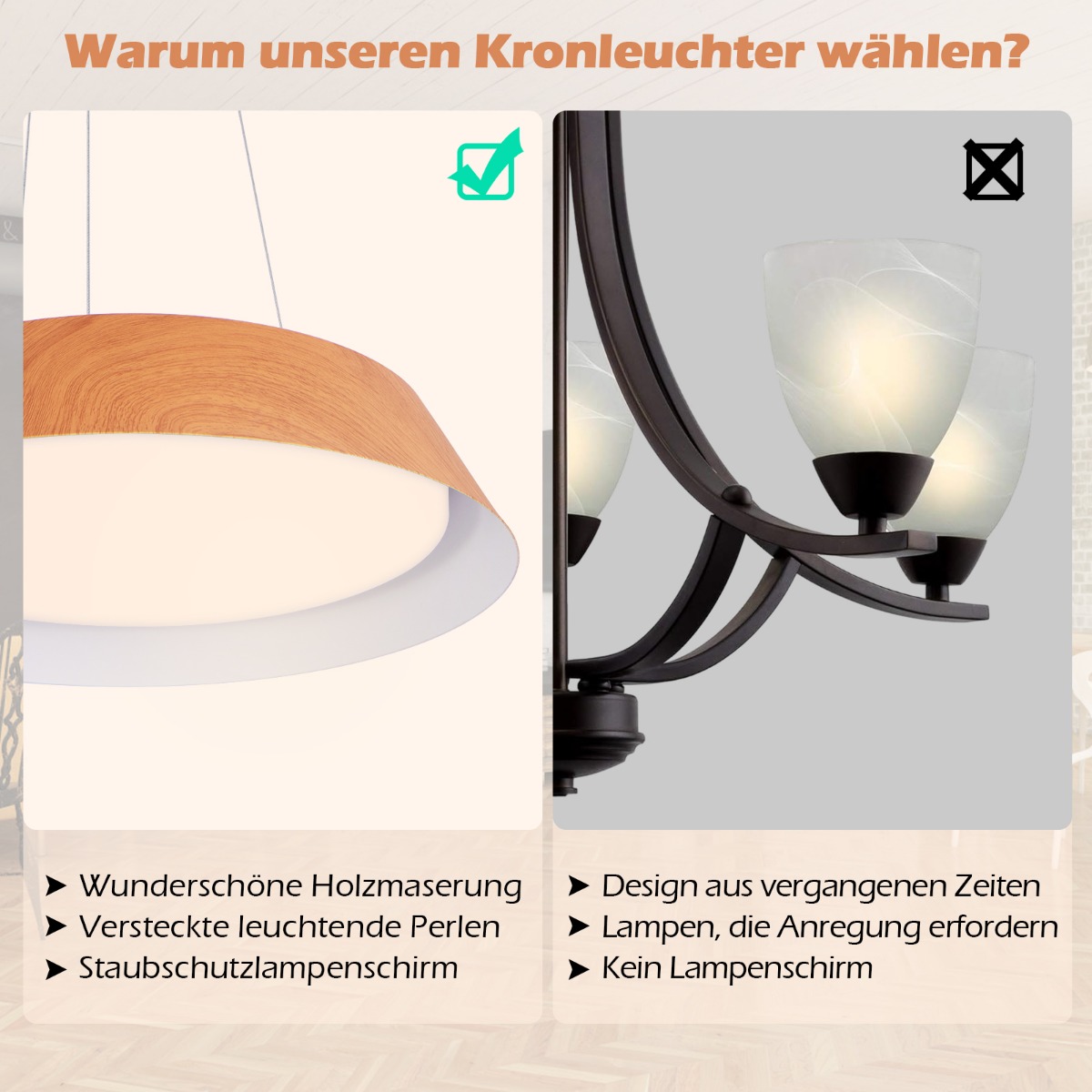 21W LED laevalgusti puidumustriga 40x40x145 cm - Image 2