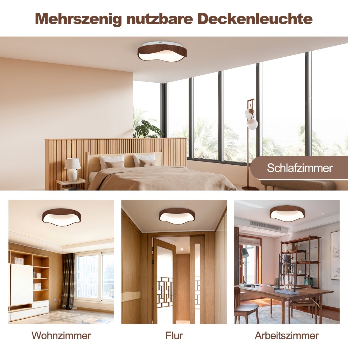 24W LED laevalgusti puidumustriga 41.5x10 cm