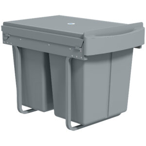 Väljatõmmatav prügikast, 2 x 20 l, hall, plast- ja metallkonstruktsioon