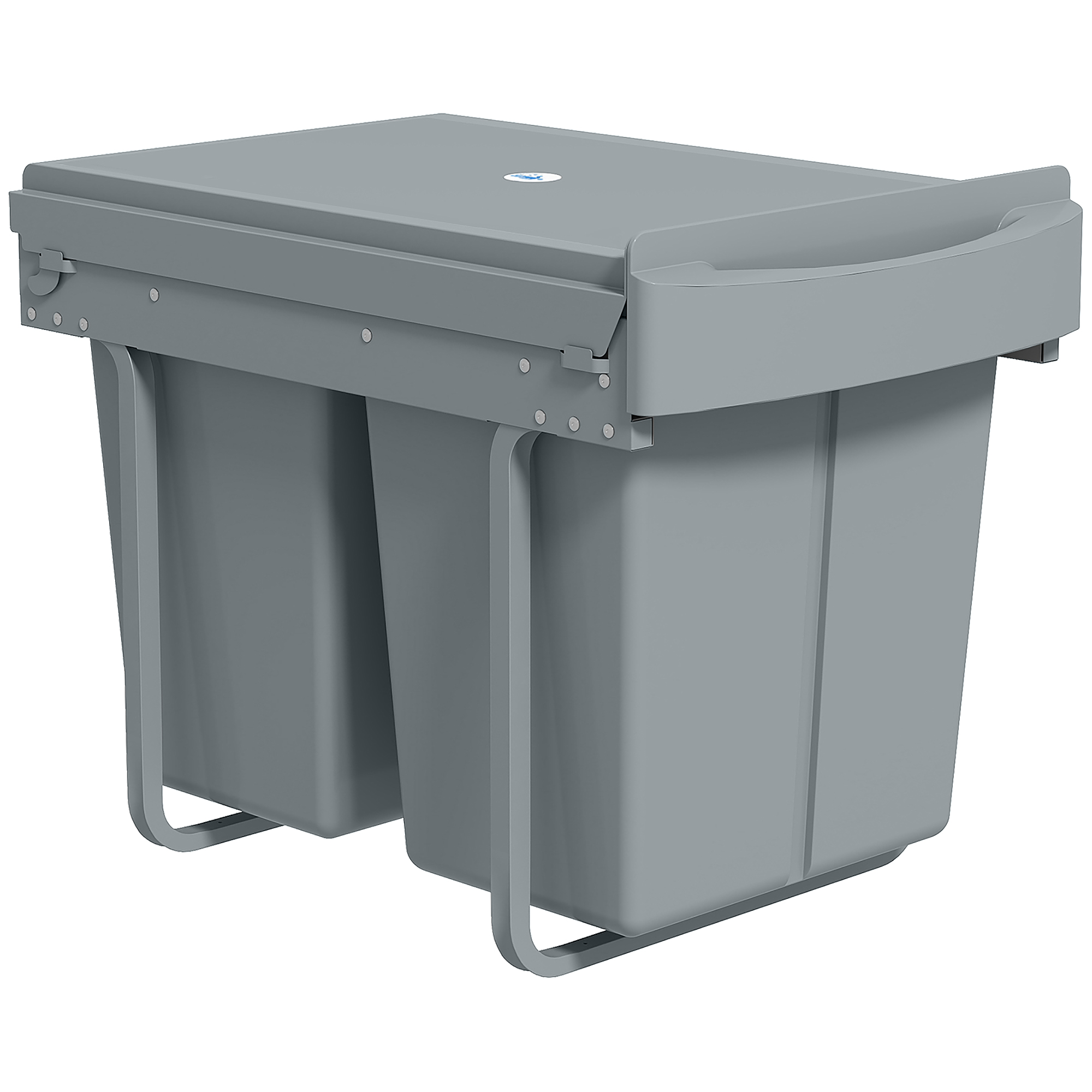 Izvelkams atkritumu tvertnes ieliktnis, 2 x 20 l, pelēks, plastmasa un metāls