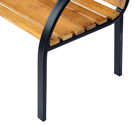 Puutarhapenkki 2 hengelle, teräs ja mäntypuu, luonnollinen, 122 x 60 x 83 cm - Image 7