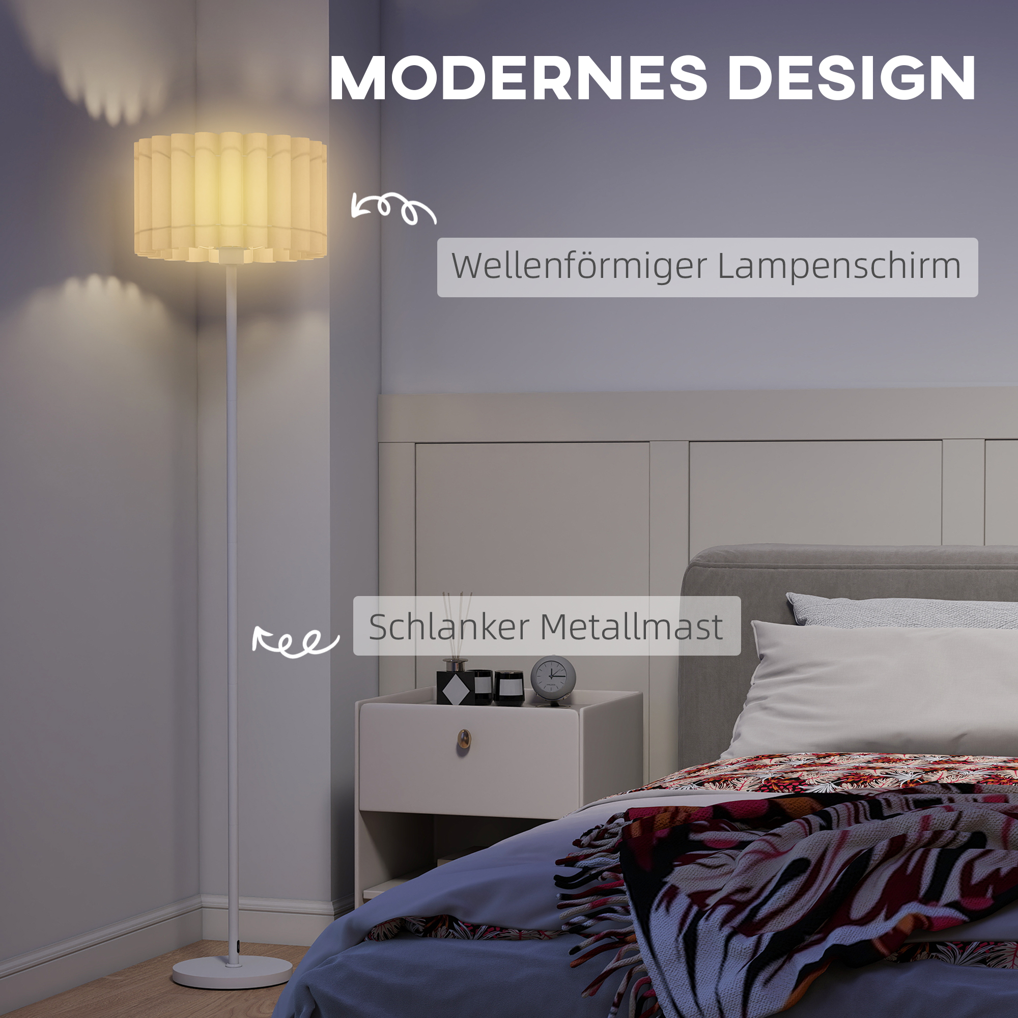 Retro stila stāvlampa, plastmasas abažūrs, balta, Ø35 x 153 cm - Image 4