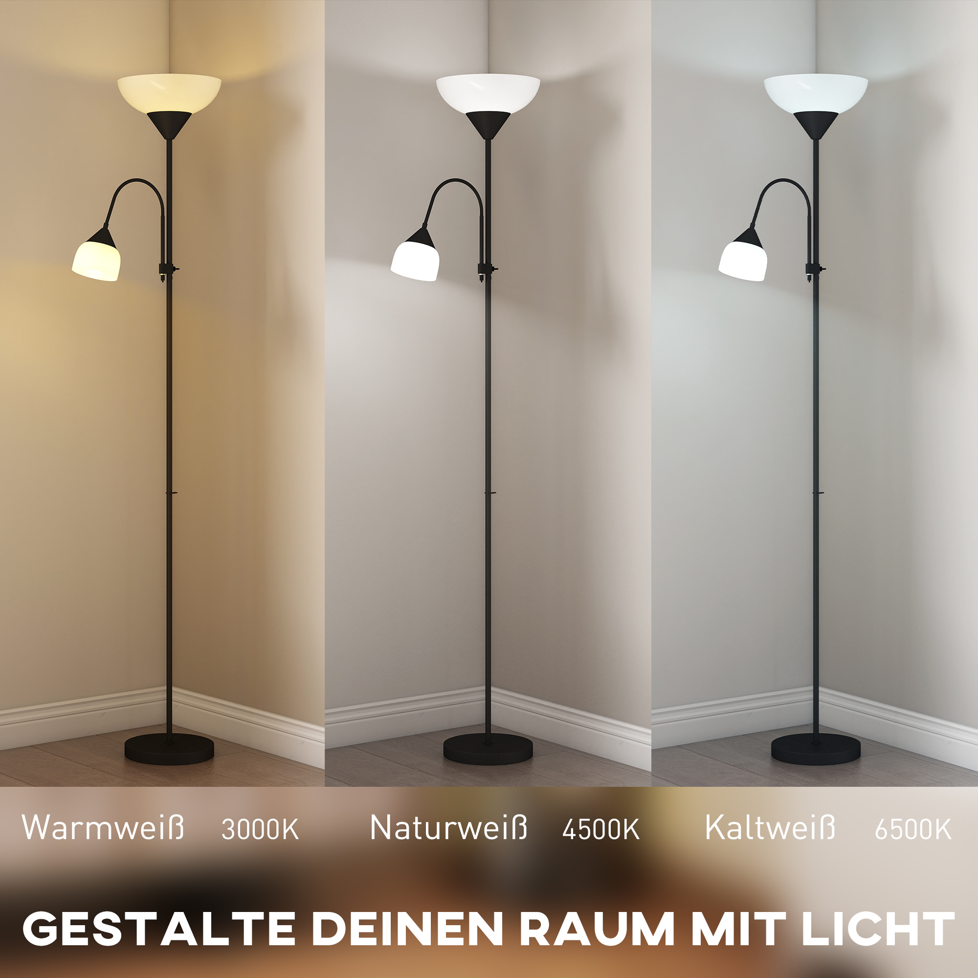 Pastatoma lempa, juoda, 28 x 28 x 179,5 cm, B31-188V91BK - Image 4