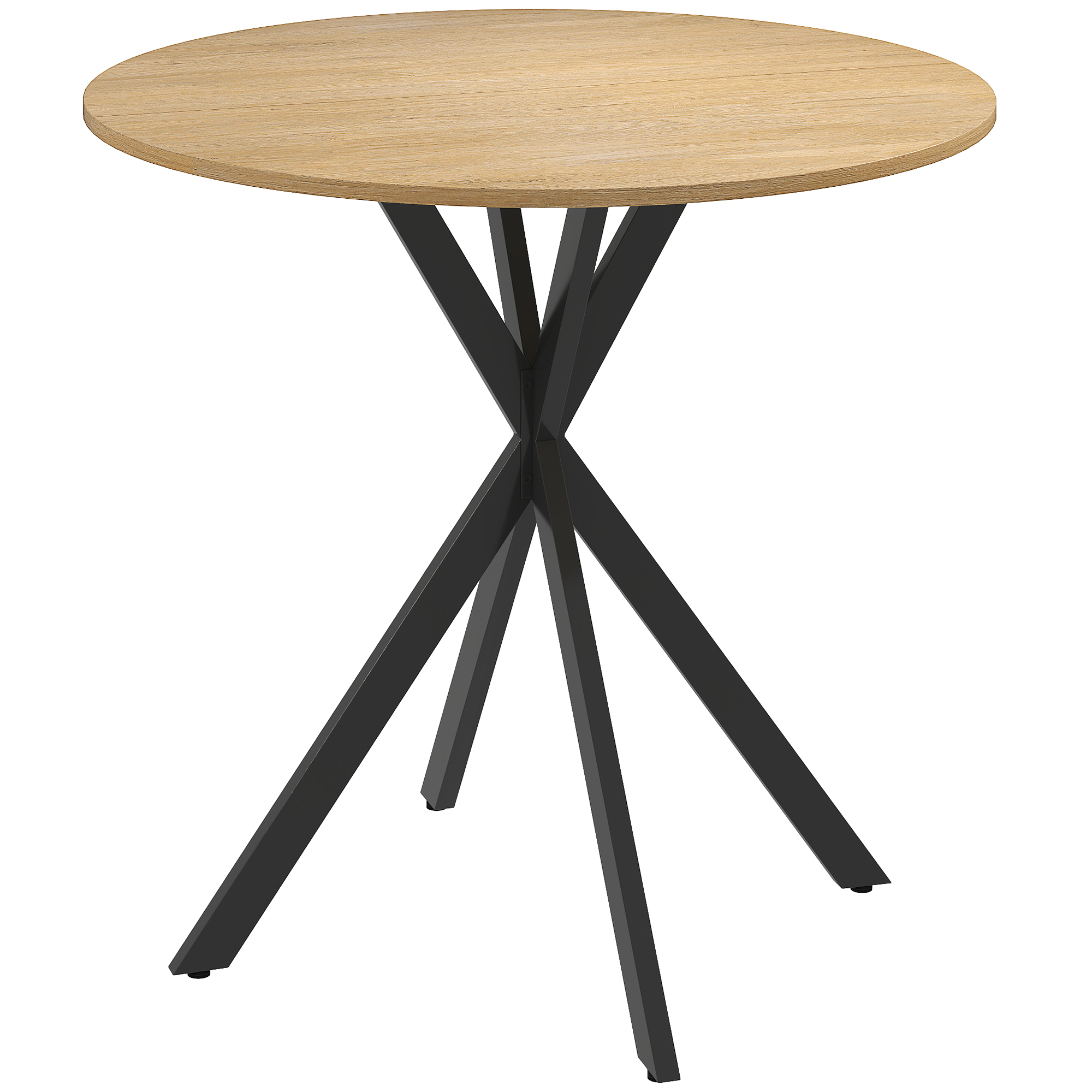 Ümmargune köögilaud, Ø 80 cm, tammevärvi, puitlaastplaat, metall