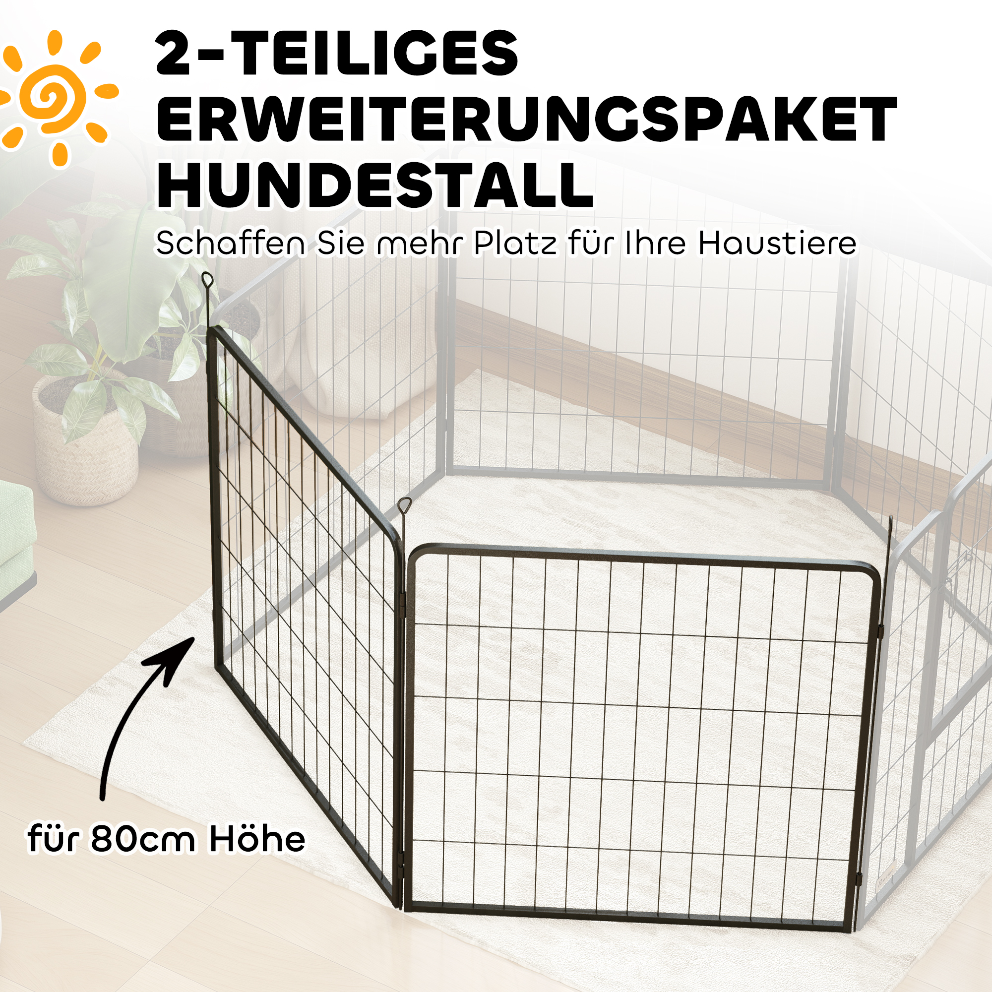 2 dalių prailginimo rinkinys šuniukų aptvarui, šunų tvoros panelės, pilka, plienas - Image 4