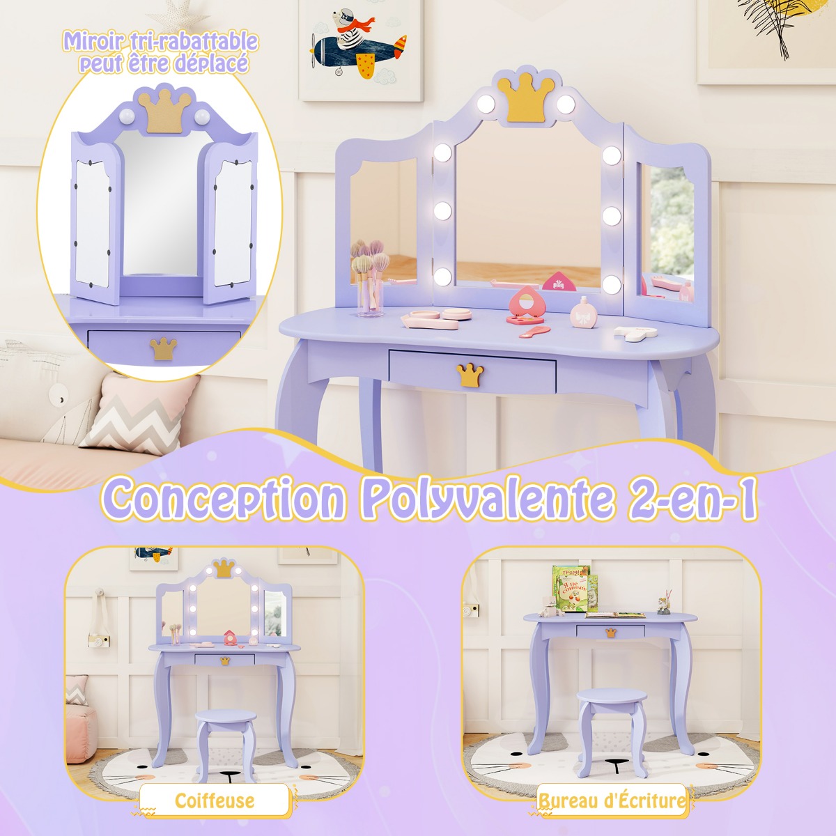 Vaikiška Kosmetinė su Apšvietimu Violetinė - Image 2