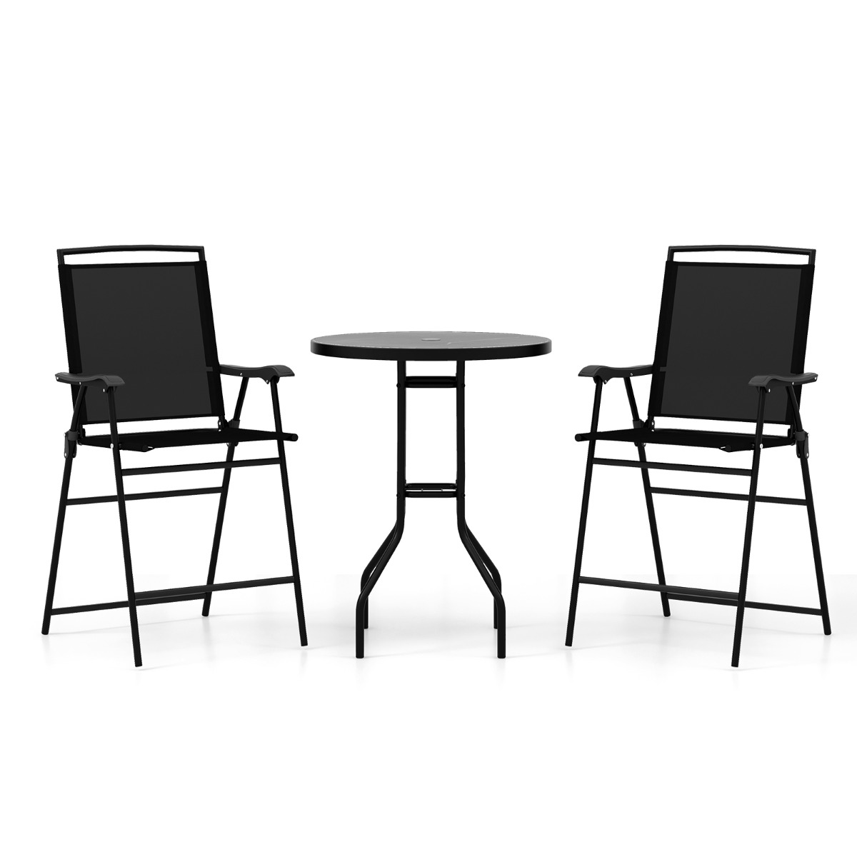 Bistro stalas rinkinys su 2 sulankstomomis kėdėmis ir skėčio anga - Image 5