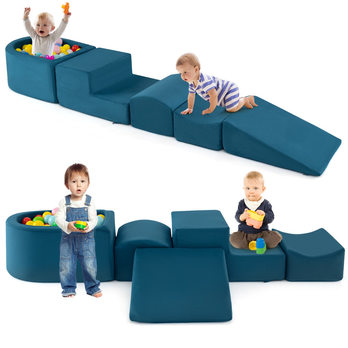 5-osainen Pehmeä Kiipeilypalikkasetti Sininen - Image 5