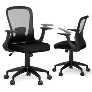 Ergonomiška tinklinė biuro kėdė su reguliuojamu atlošu, juoda