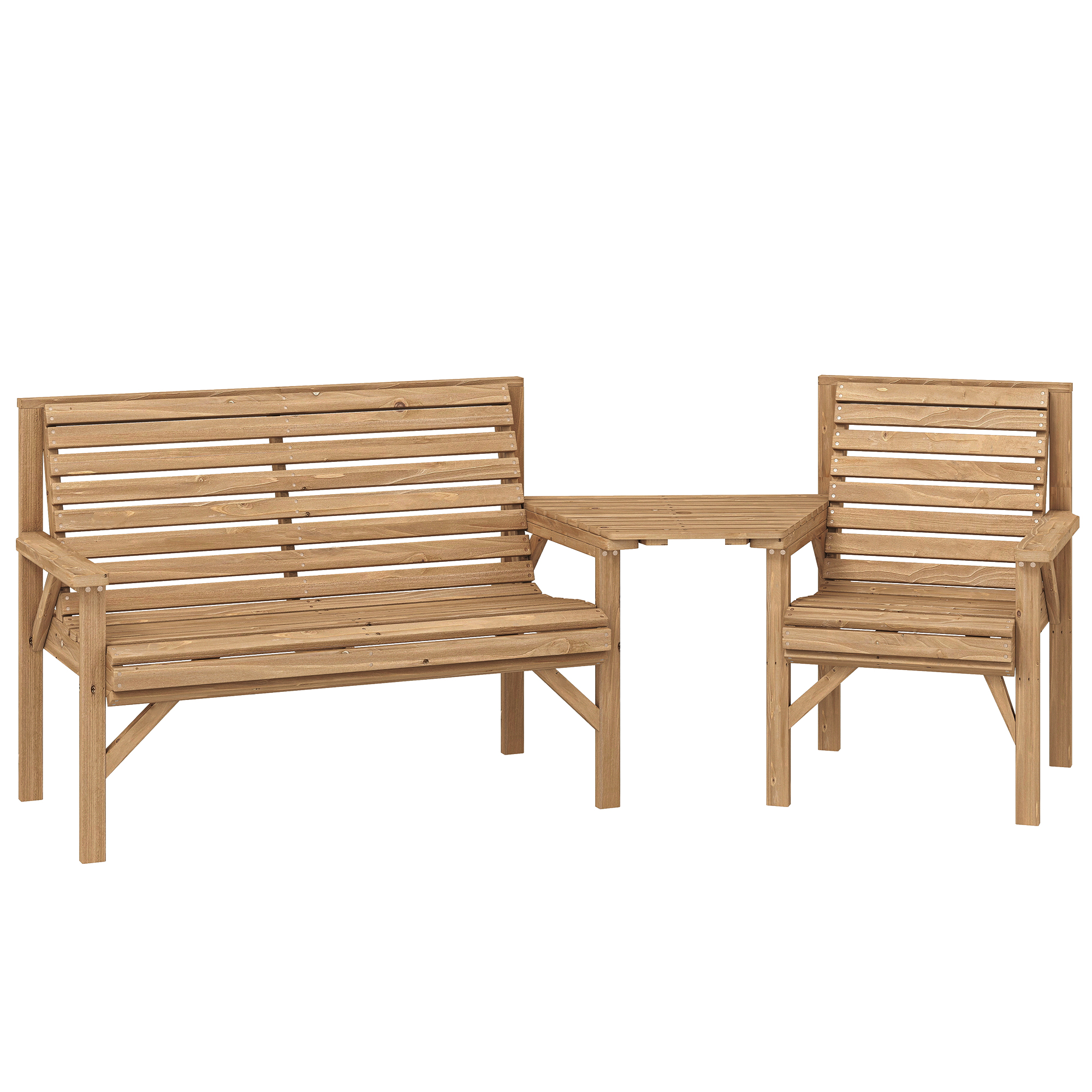 Puidust aiamööbli komplekt, 3-osaline, naturaalne puidutoon, 121 x 65 x 90 cm