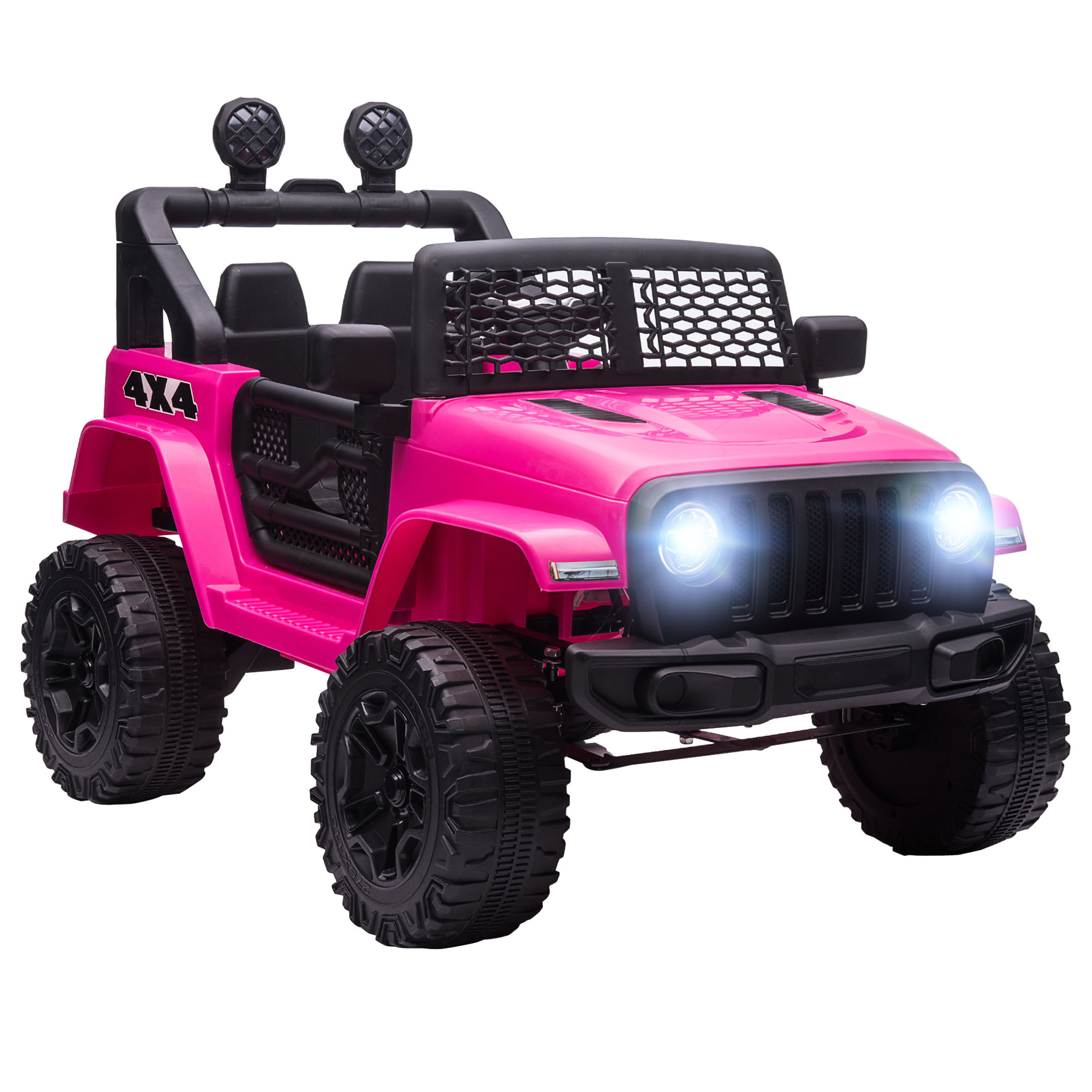 Lasten sÃ¤hkÃ¶auto, 12V, kaukosÃ¤Ã¤timellÃ¤, 2 moottoria, LED, Ã¤Ã¤nitorvi, pinkki, 100 x 65 x 72 cm