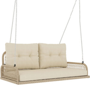 2-kohaline ripptool, pe-rattan, beež, 115 x 66 x 44 cm