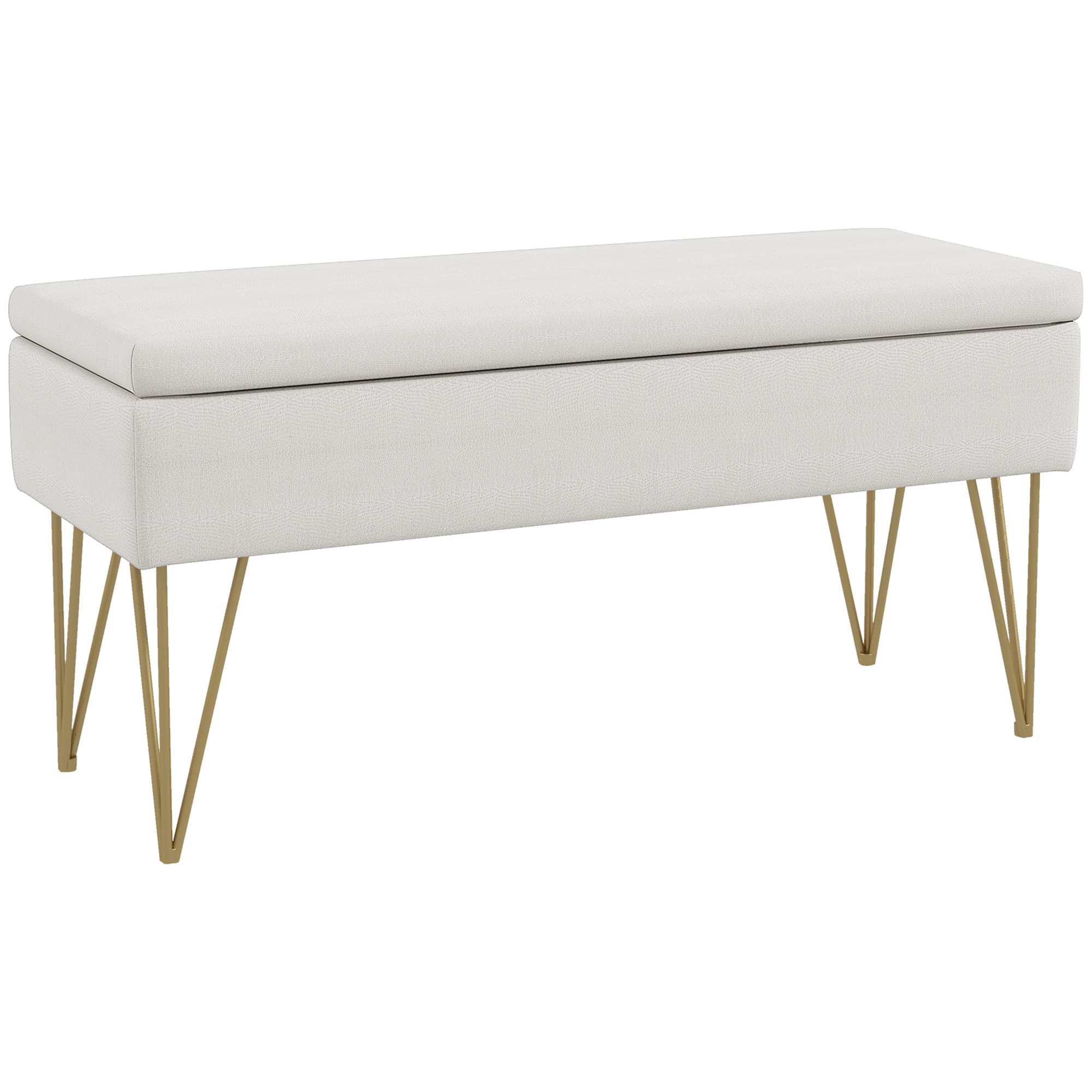 Ottoman panipaigaga, kreemvalge, 100 x 40 x 49 cm