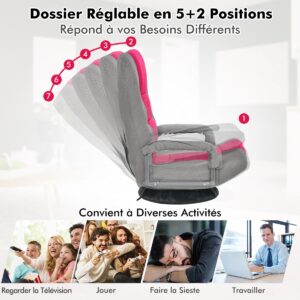 Kokkupandav 360° pöörlev mängutool, reguleeritav seljatugi, roosa