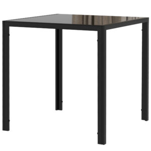 Nelinurkne söögilaud 4 inimesele, karastatud klaasist lauaplaat, must, 75 x 75 x 75 cm
