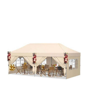 Sulankstomas sodo paviljonas su 4 šoninėmis sienelėmis, 3 x 6 m, baltas