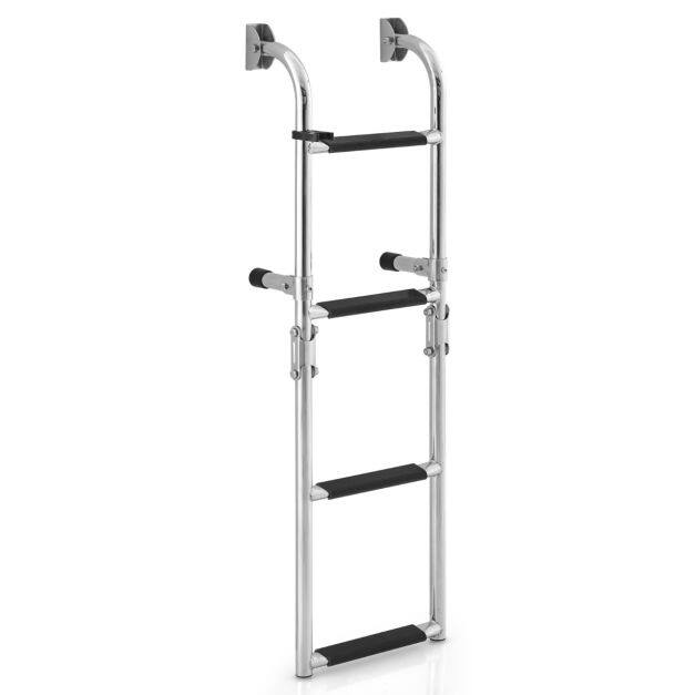 Kokkupandav 3-astmeline paadi- ja basseiniredel, libisemiskindlad PVC astmed, hõbedane, 90 x 27,5 x 13 cm