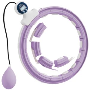 Išmanusis hula hoop lankas su svorio kamuoliuku ir skaitikliu, 16 segmentų, violetinis, 76-113 cm