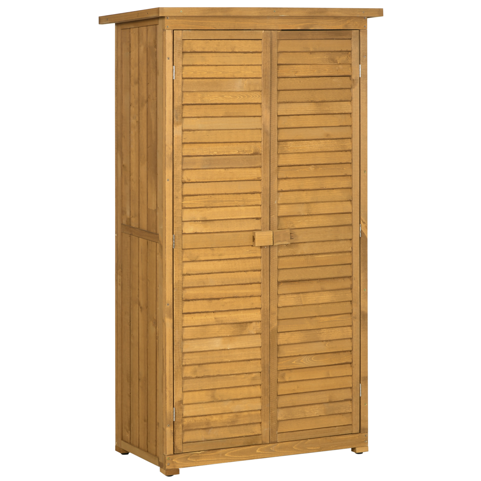 Aiapink kapp lamellustega, 3 riiulit, naturaalne puidutoon, 87 x 46,5 x 160 cm