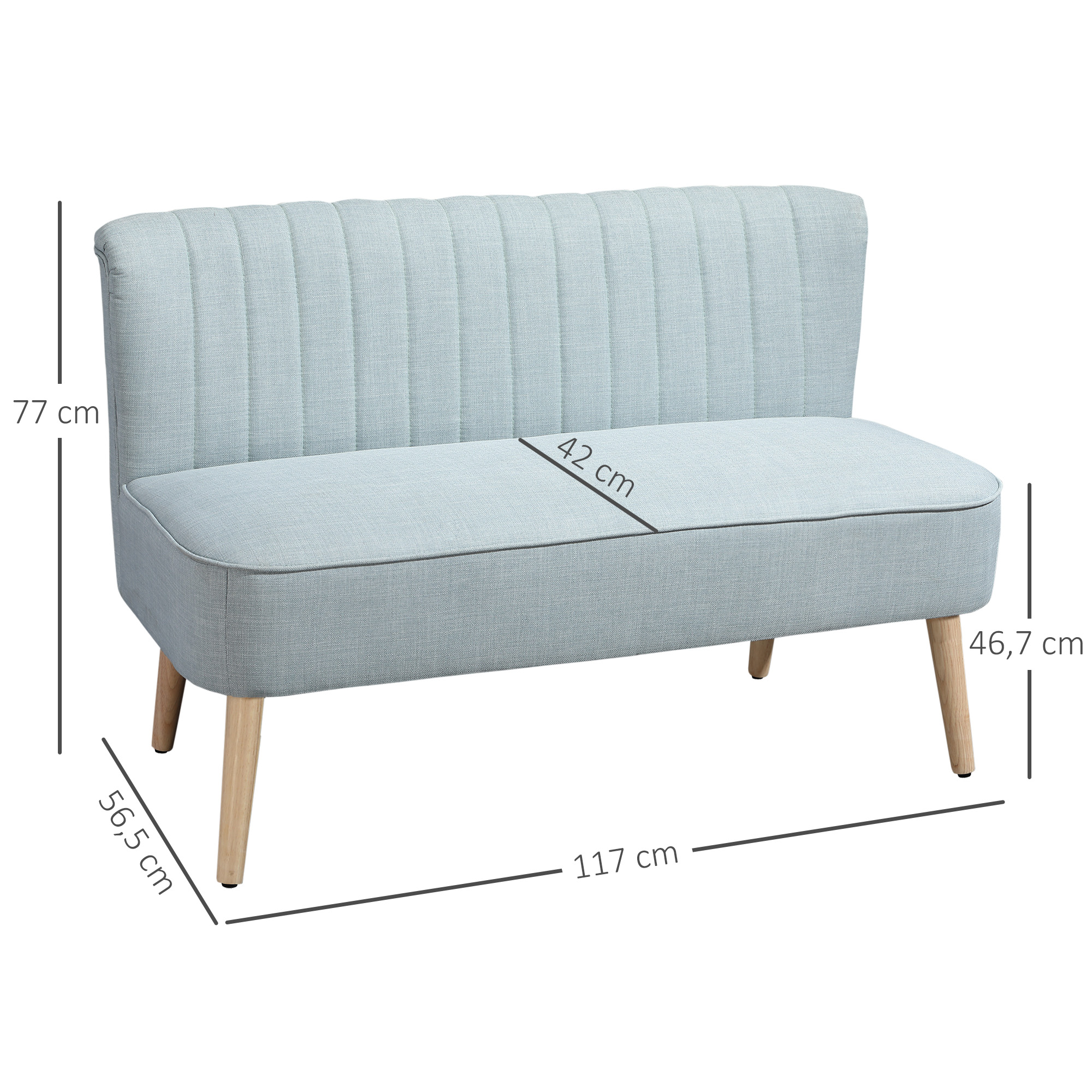 2-istuttava sohva, vaaleanvihreä, 117 x 56,5 x 77 cm, enintään 220 kg - Image 3