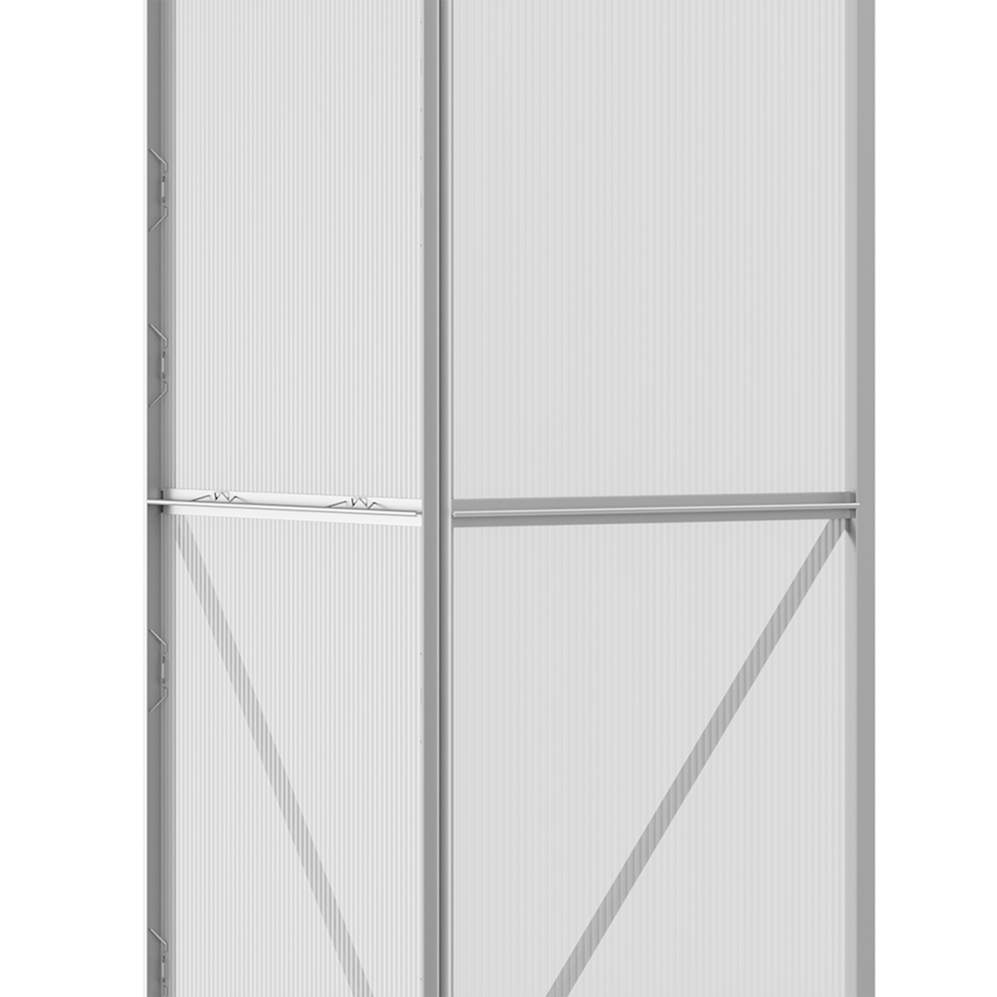 Prie sienos statomas šiltnamis su stumdomomis durimis ir stogo langais, aliuminis ir polikarbonatas, sidabrinis, 192 x 68 x 196 cm - Image 9