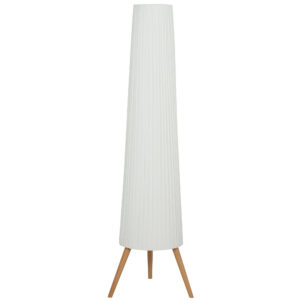 Dimmerdatav LED põrandalamp elutuppa, puidust kolmjalaga, valge, 46 x 46 x 153 cm