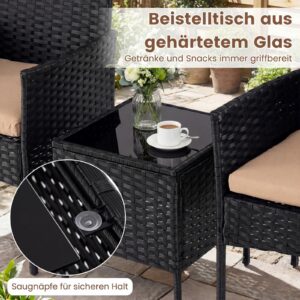 3-osaline rattan rõdu mööblikomplekt, kollane