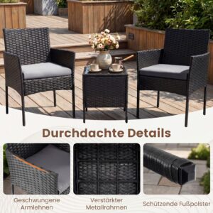 Aiatoolide komplekt 3-osaline, hall rattan
