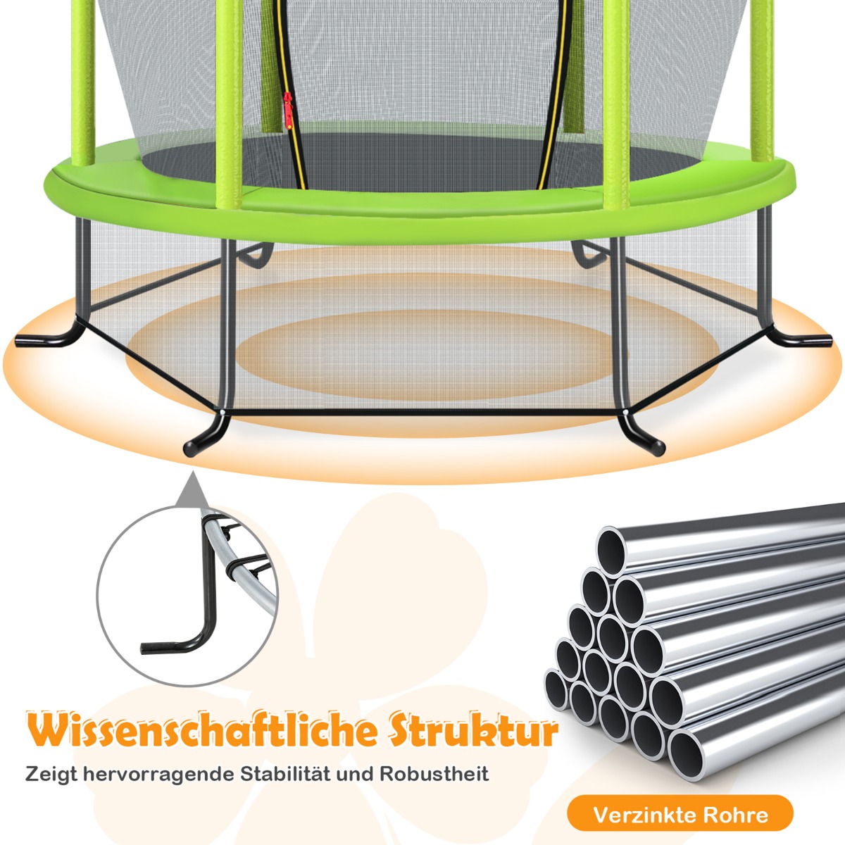Ø140cm žalias sodo batutas su apsauginiu tinklu - Image 8